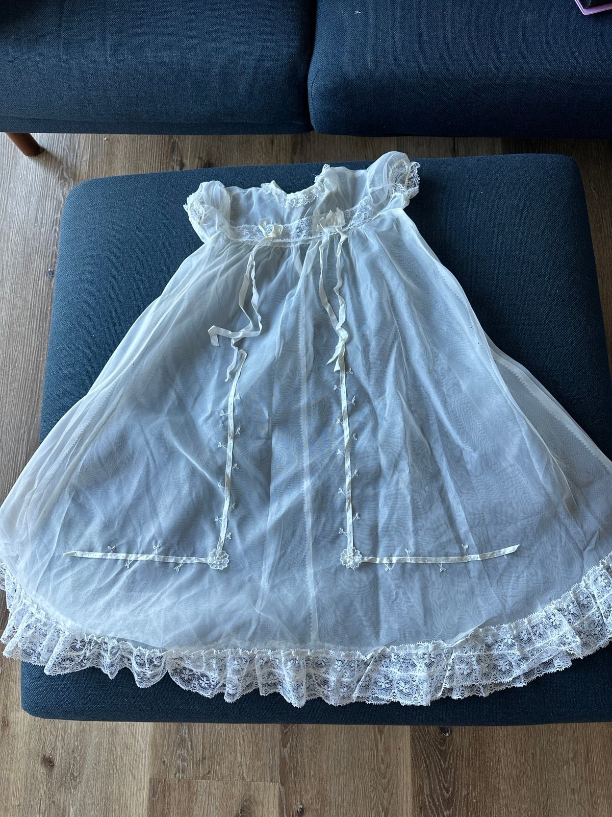 1960s Christening gown with slip, bonnets, socks, and bib