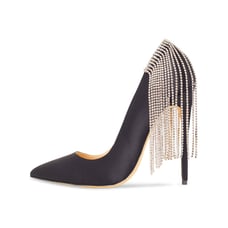 Cult of Coquette Bianca Black Vegan Satin Pumps