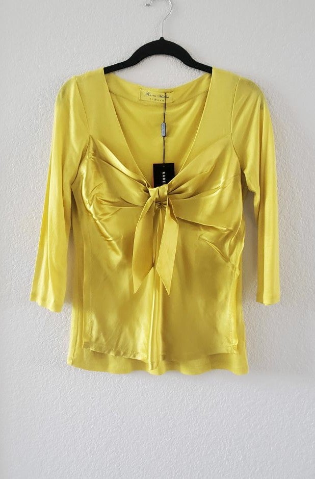 Karen Millen yellow top blouse USA size 4