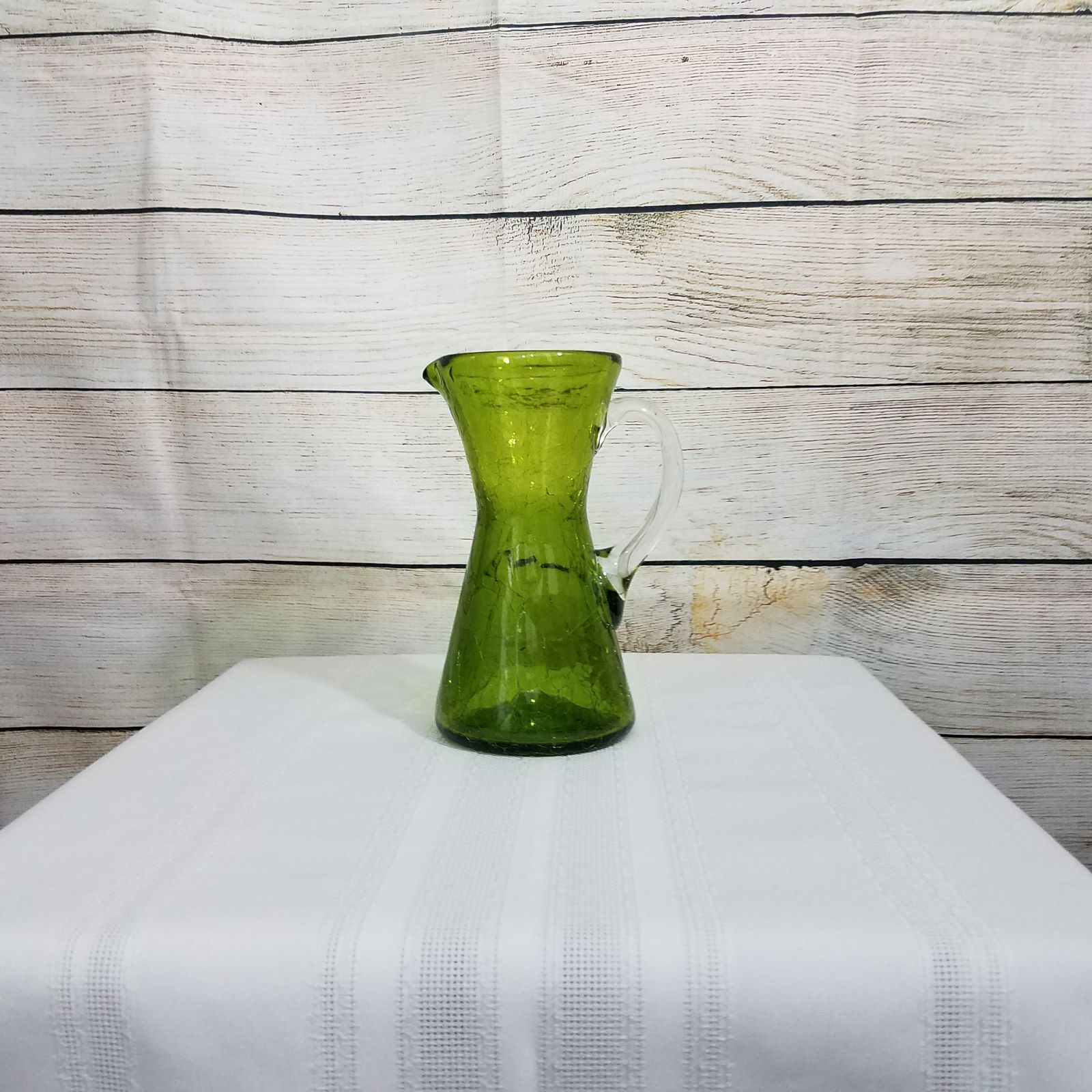 Vintage Crackle Glass Pitcher