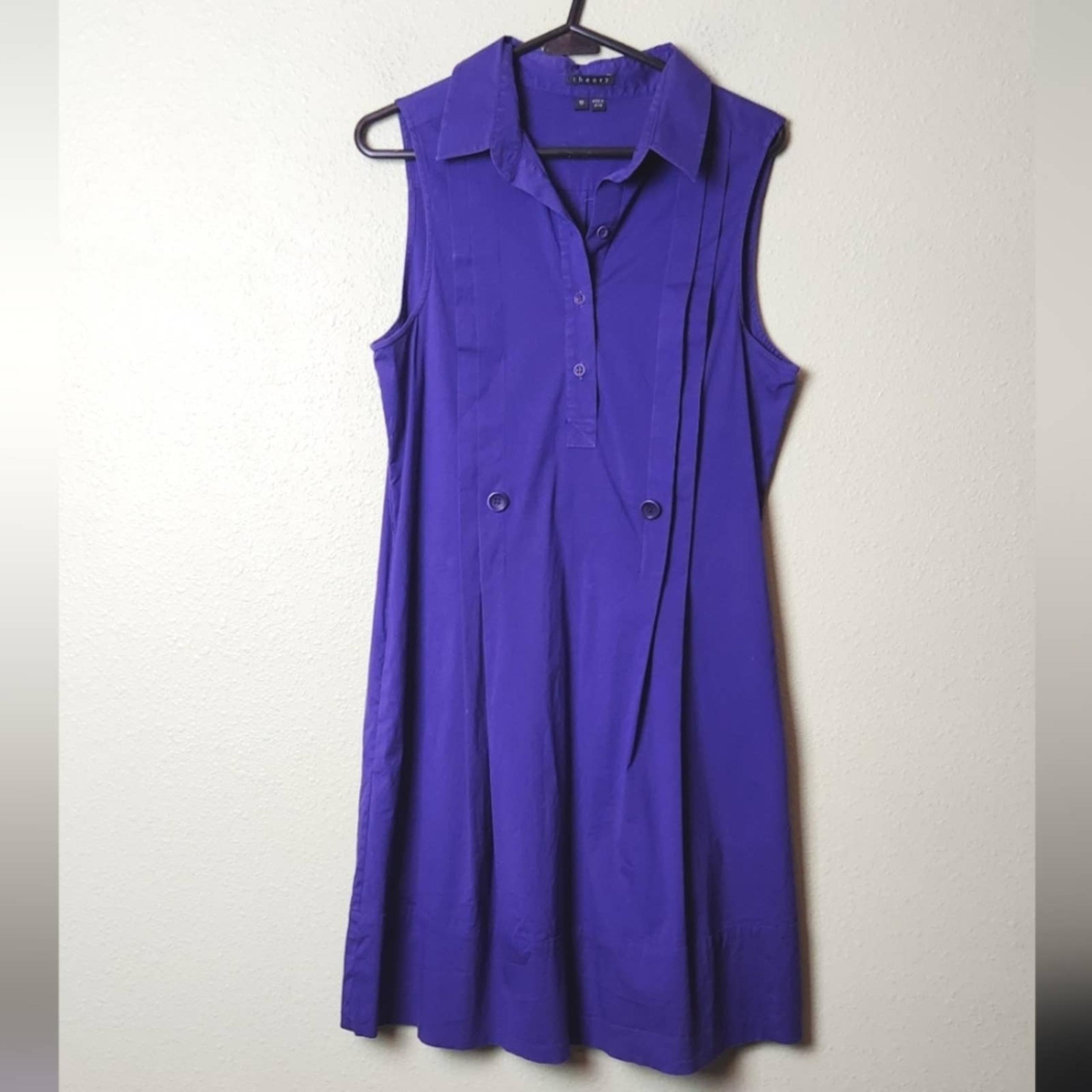 Theory Purple Preppy Pleated Dress Womans Size 10