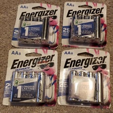 Four packs of Energizer Ultimate Lithium AA 8-Pack Batteries