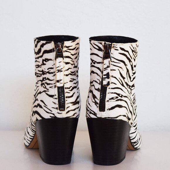 Dolce Vita Zebra Print Calf-Hair Pointed Toe Booties