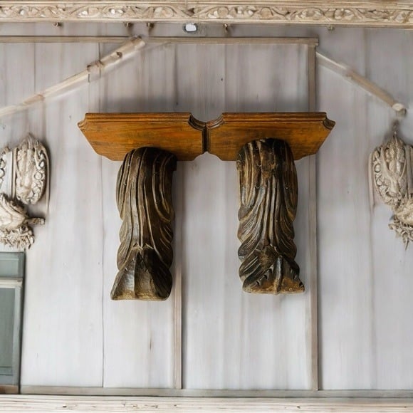 Vintage Set of 2 Drapery Sconce Pair of Rustic Brown Candle Holders Wall Decor