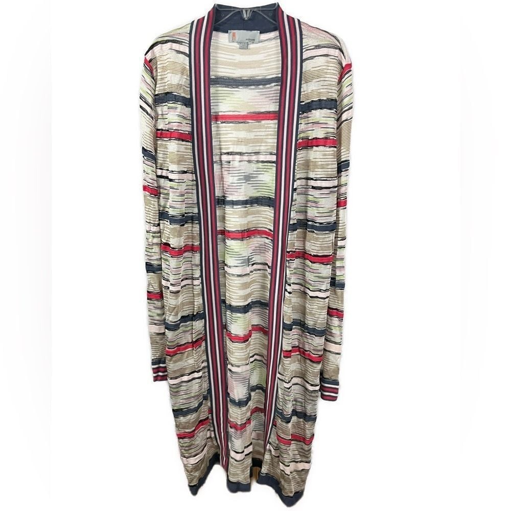 Missoni Vintage Women's Y2K Lightweight Striped Multicolor Duster Cardigan- 10