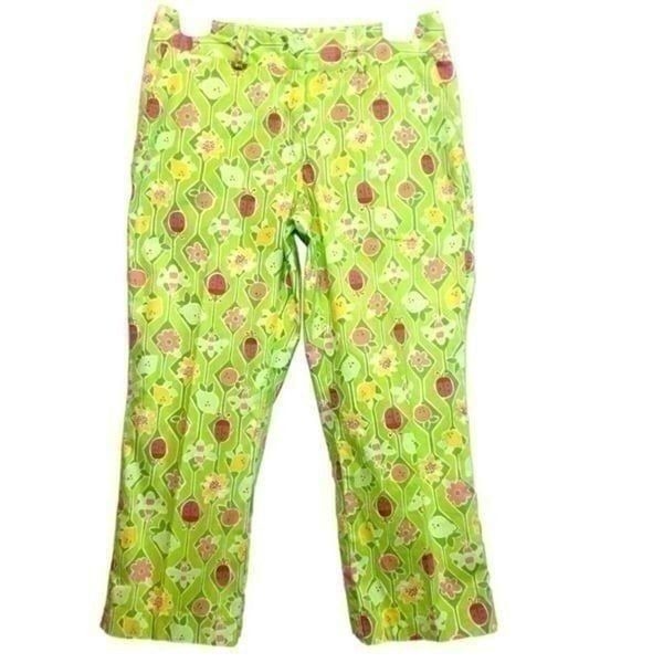 Lilly Pulitzer Printed Cropped Pants in Lime Green/Yellow/Hot Pink Women’s 6