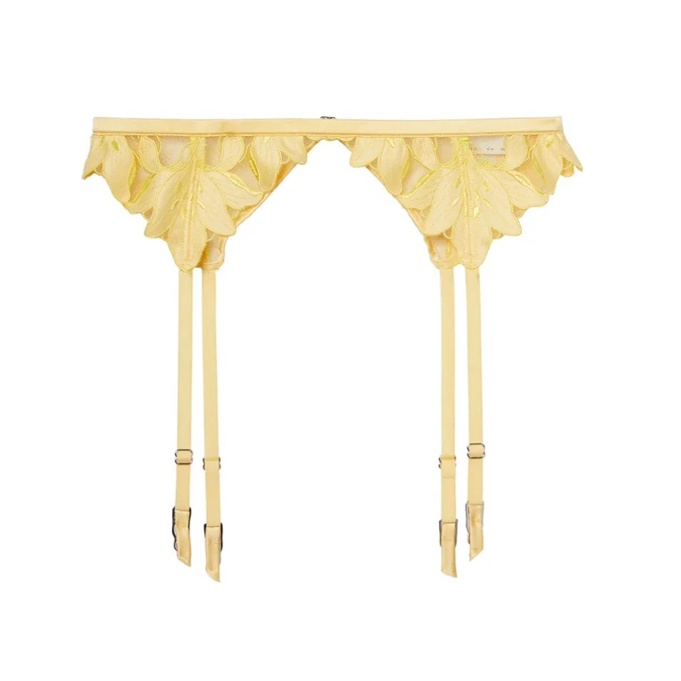 Fleur du Mal | Lily Embroidered Garter Belt | Daffodil | Size: 4 / L