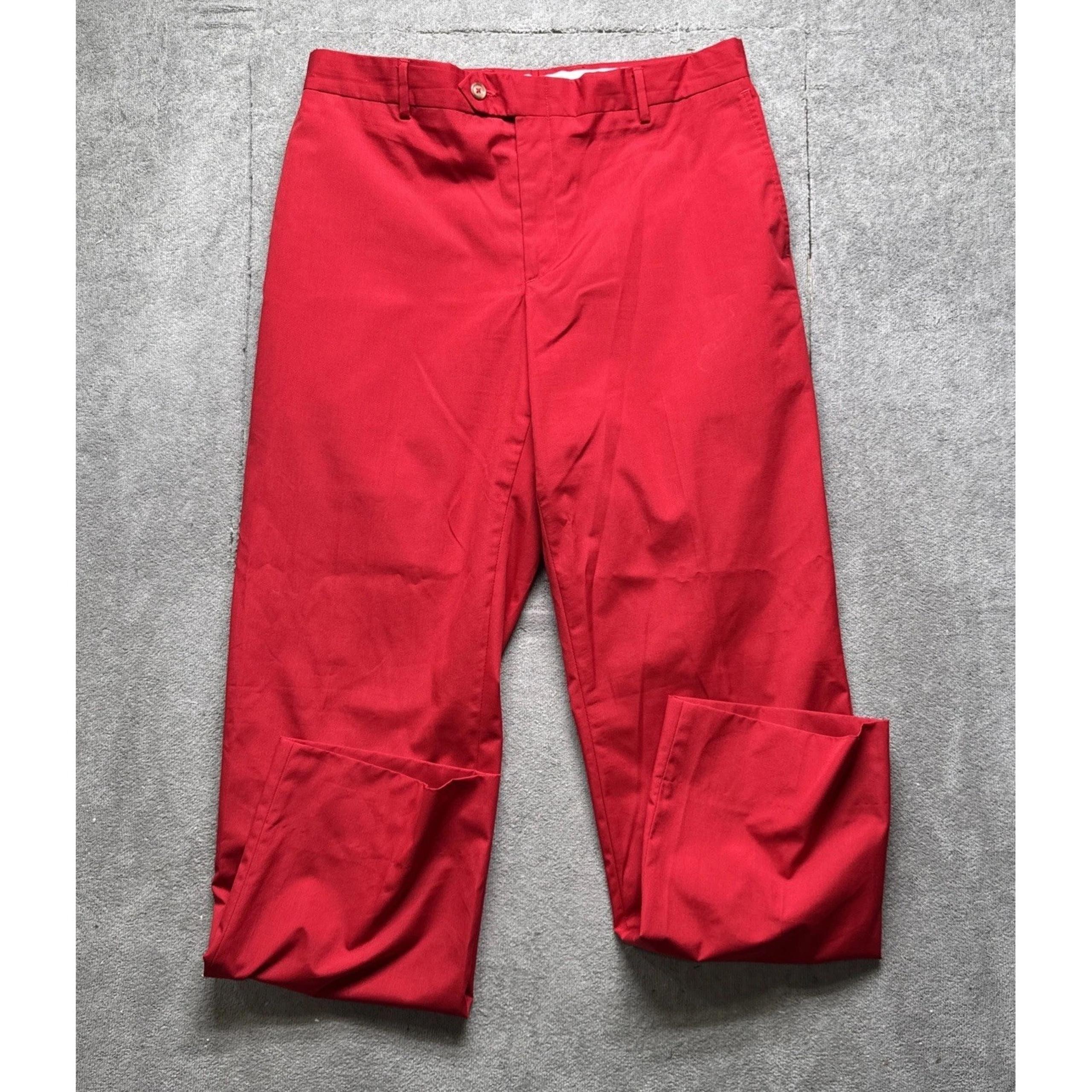 Berle Tailored Dress Pants Men's 34R Fits 33x31 Red Short Rise Trousers Office