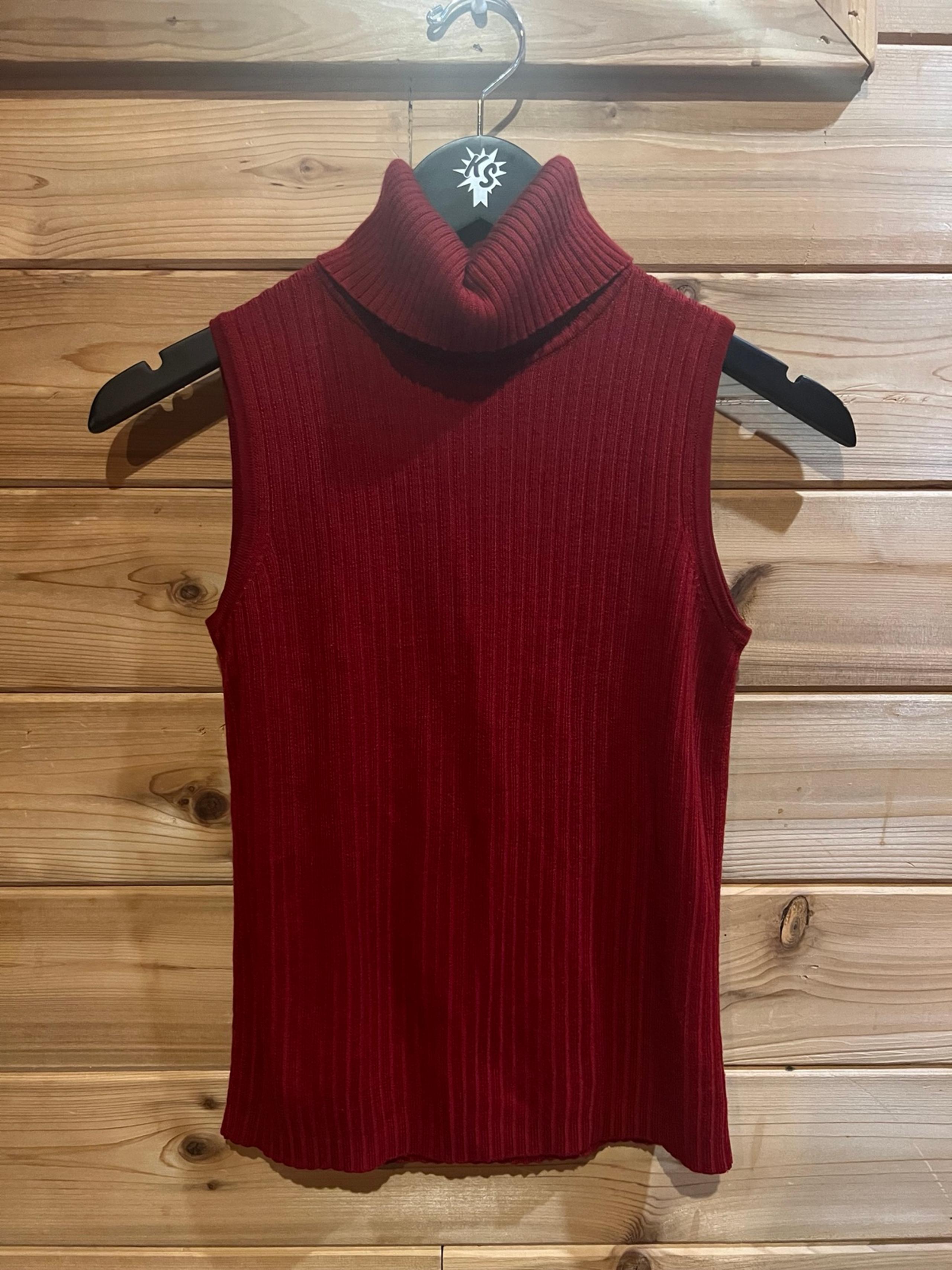 Liz Claiborne Collection Petite Red Sleeveless Ribbed Turtleneck Small