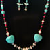 Hearts of turquoise & silver beads with bird fetish earrings