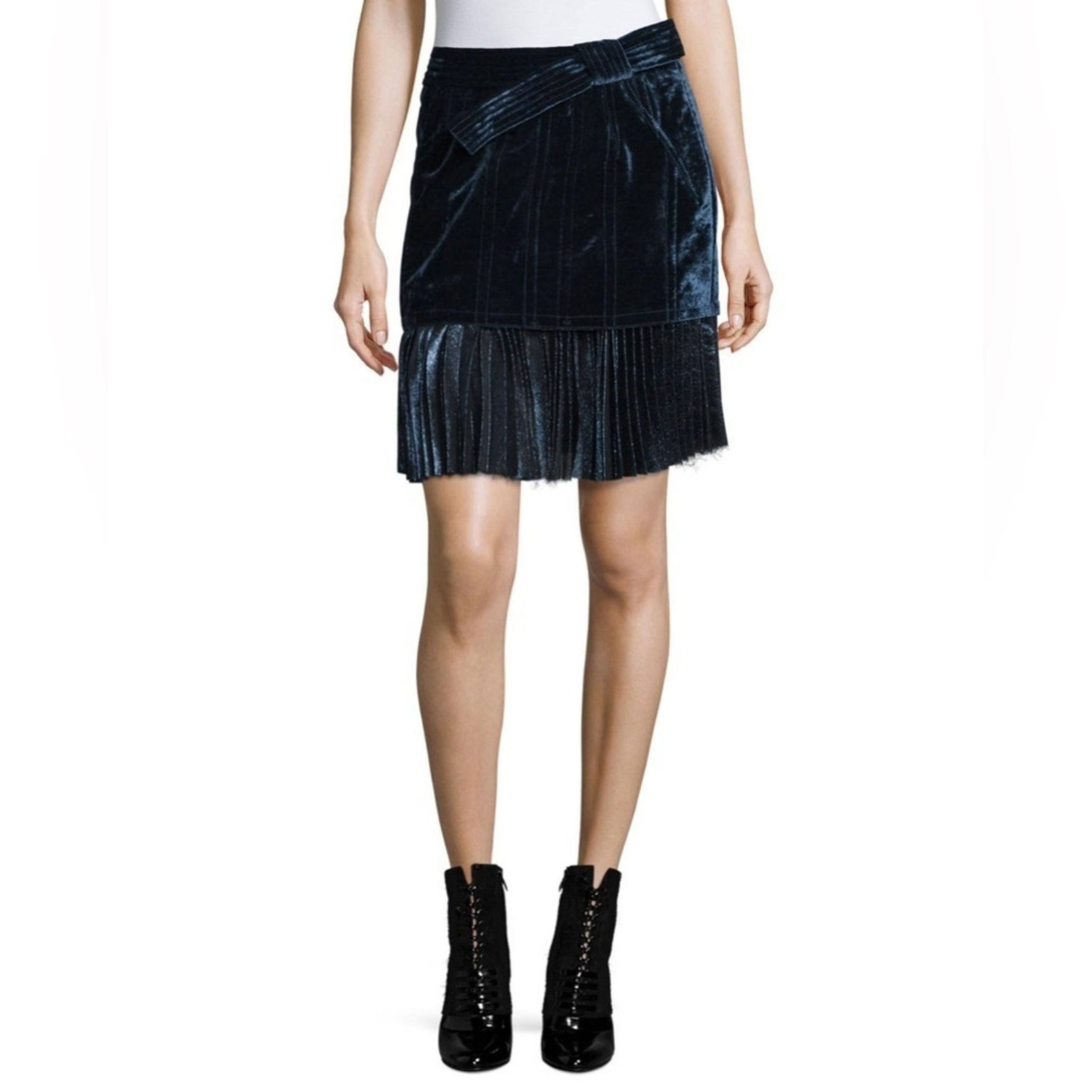 3.1 PHILLIP LIM SCULPTED VELVET MINI SHORT SKIRT SAPPHIRE SIZE 4 NWT