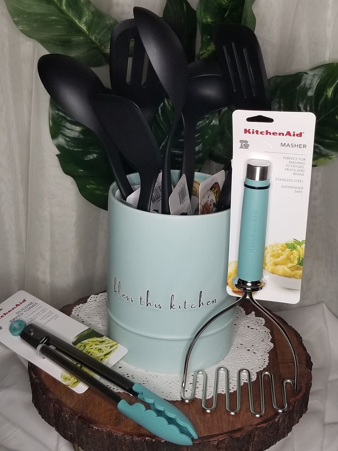 KitchenAid Blue Utensils / Holder Set
