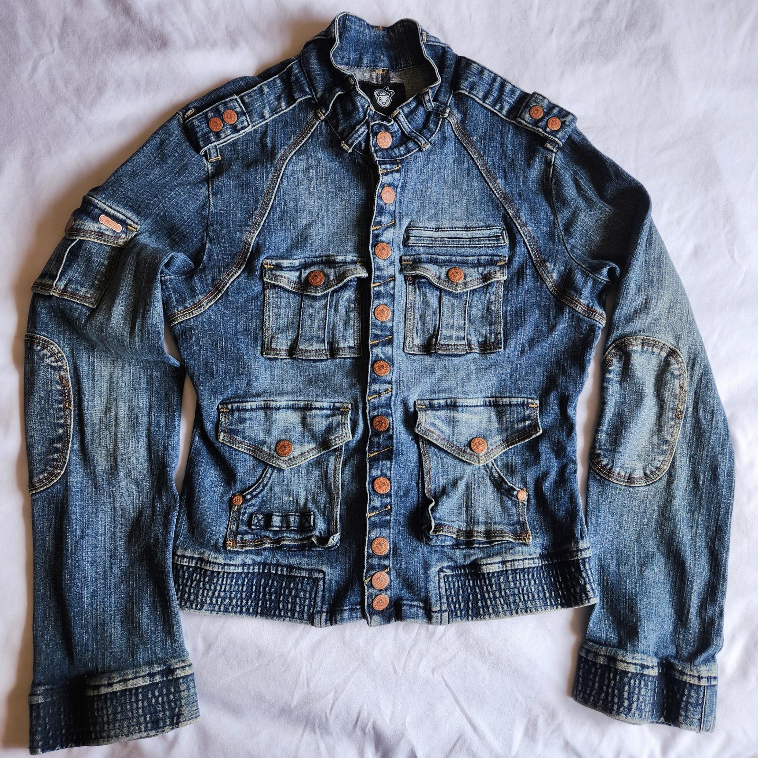 Dollhouse Blue Medium Wash Denim Button-up Jean Jacket Women's Size M w/ Pockets