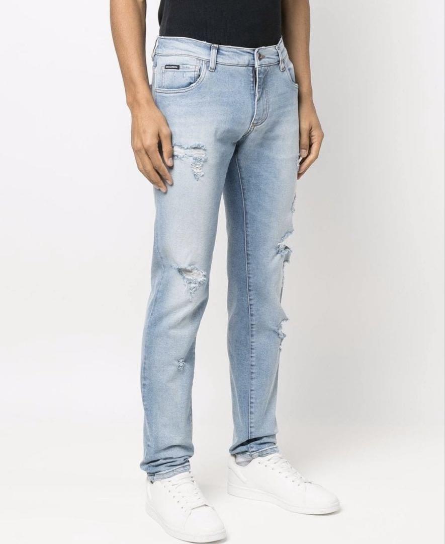 DOLCE&GABBANA Stretch Damaged Jeans Pants Size 46