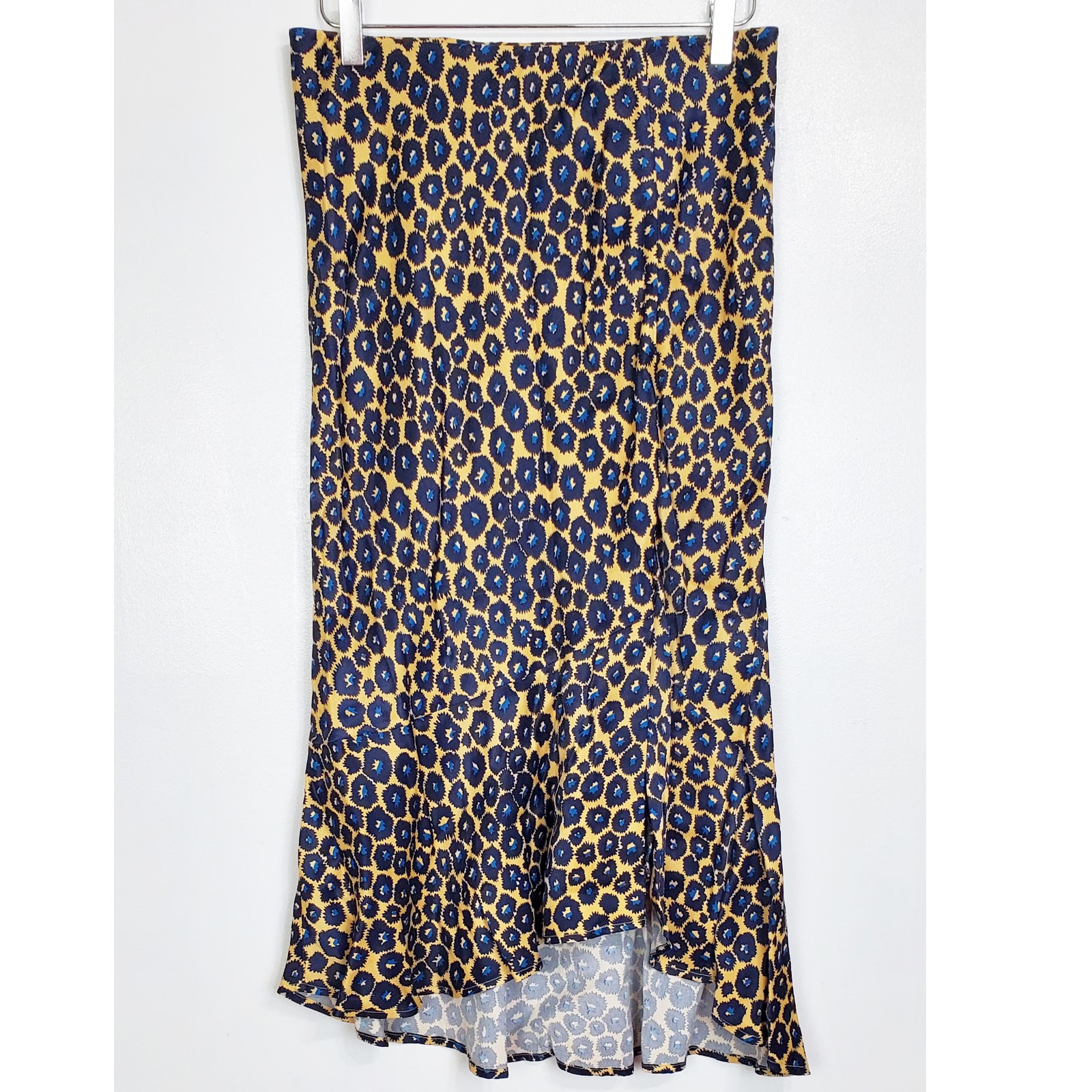 Anthropologie Maeve size mp Janelle Bias animal print flounced hi low midi skirt