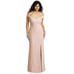 Dessy Collection Off-the-Shoulder Criss Cross Back Trumpet Gown in Cameo 4 NWT
