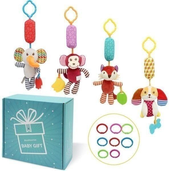BLOOBLOOMAX Sock rattles for Babies 0-24 Months Baby Animal Foot Finder Educati