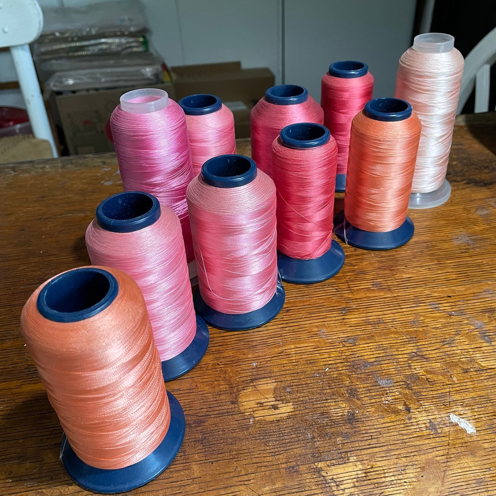 Thread Lot 10 pinks & orange sewing serger lot