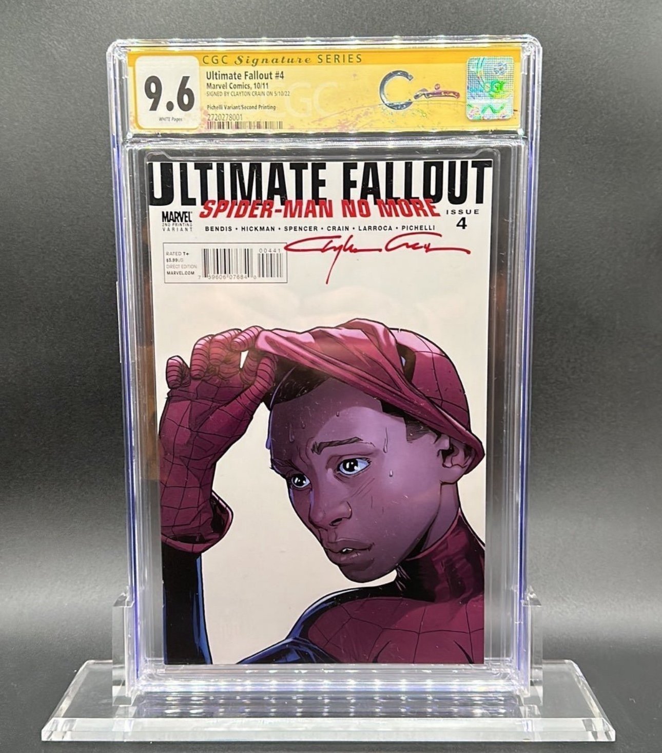 CGC 9.6 Ultimate Fallout #4 2nd Printing, Sara Pichelli Variant Signed by Clayto