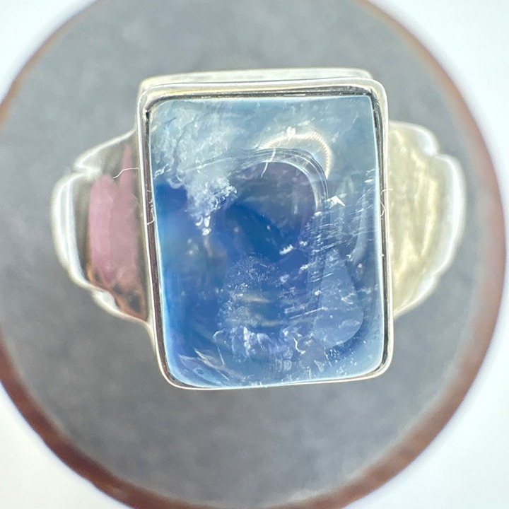 VTG Solid Sterling Silver 925 Moonstone Bezel Set Statement Ring Size 8.75