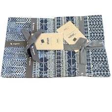 NWT West Elm Sateen Echo Organic Cotton 300 Thread Count Pattern Euro Shams Navy