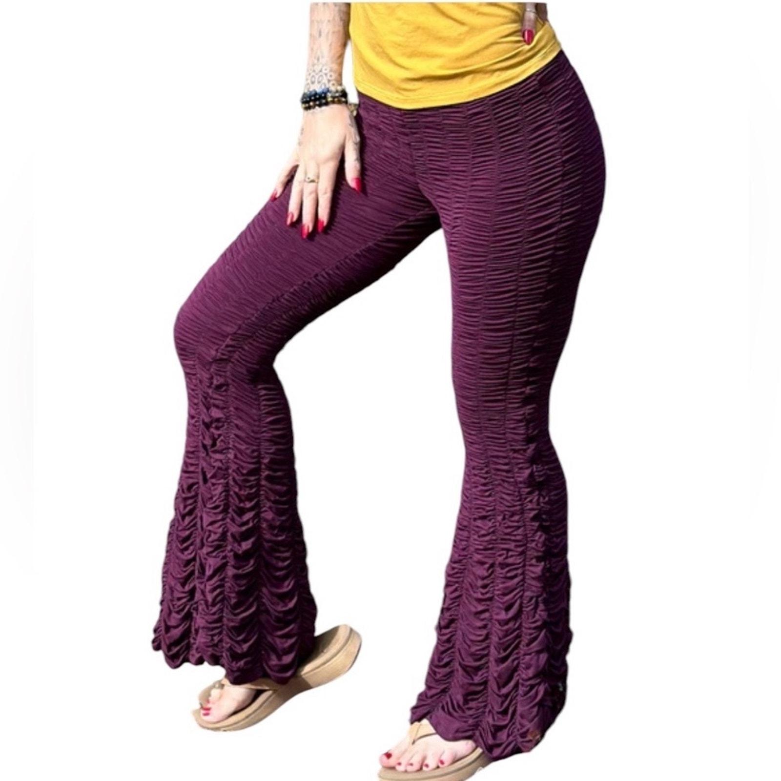 Om Gaia Tree Classic Madhu Pants Boho Yoga Festival Burgundy, size S