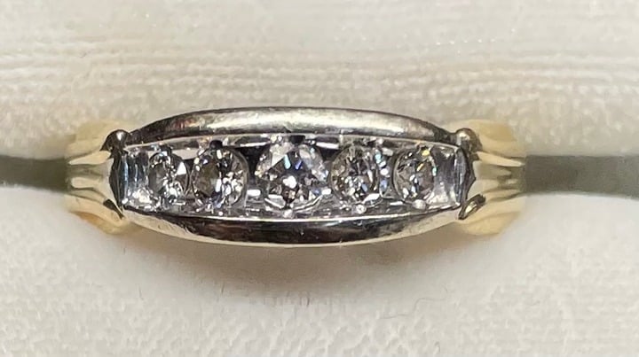 10 K Gold, 1/2 C Diamond ring size 6 All Jewelry has been verified by 2 differen