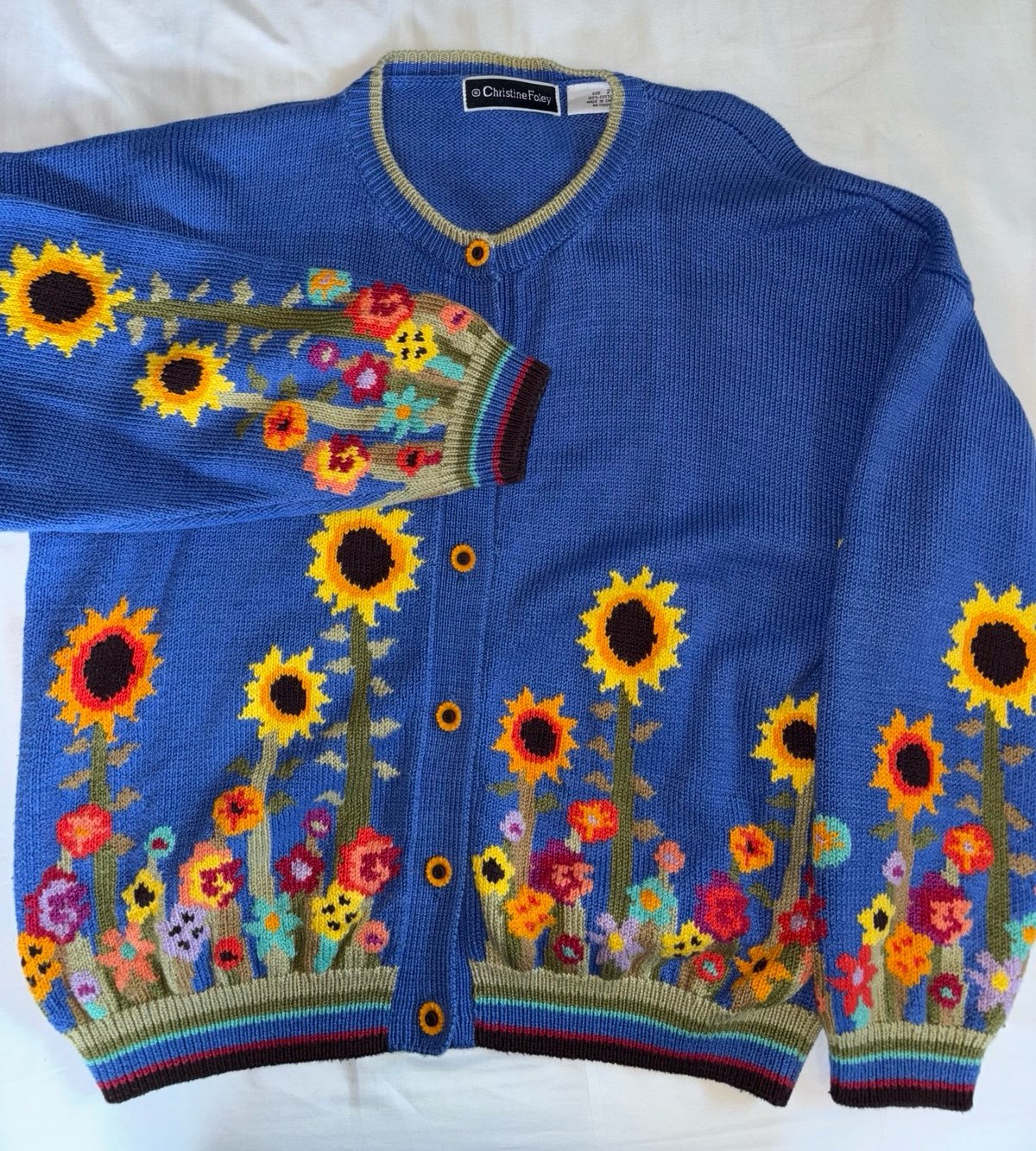 Vintage Christine Foley Sunflower Cardigan