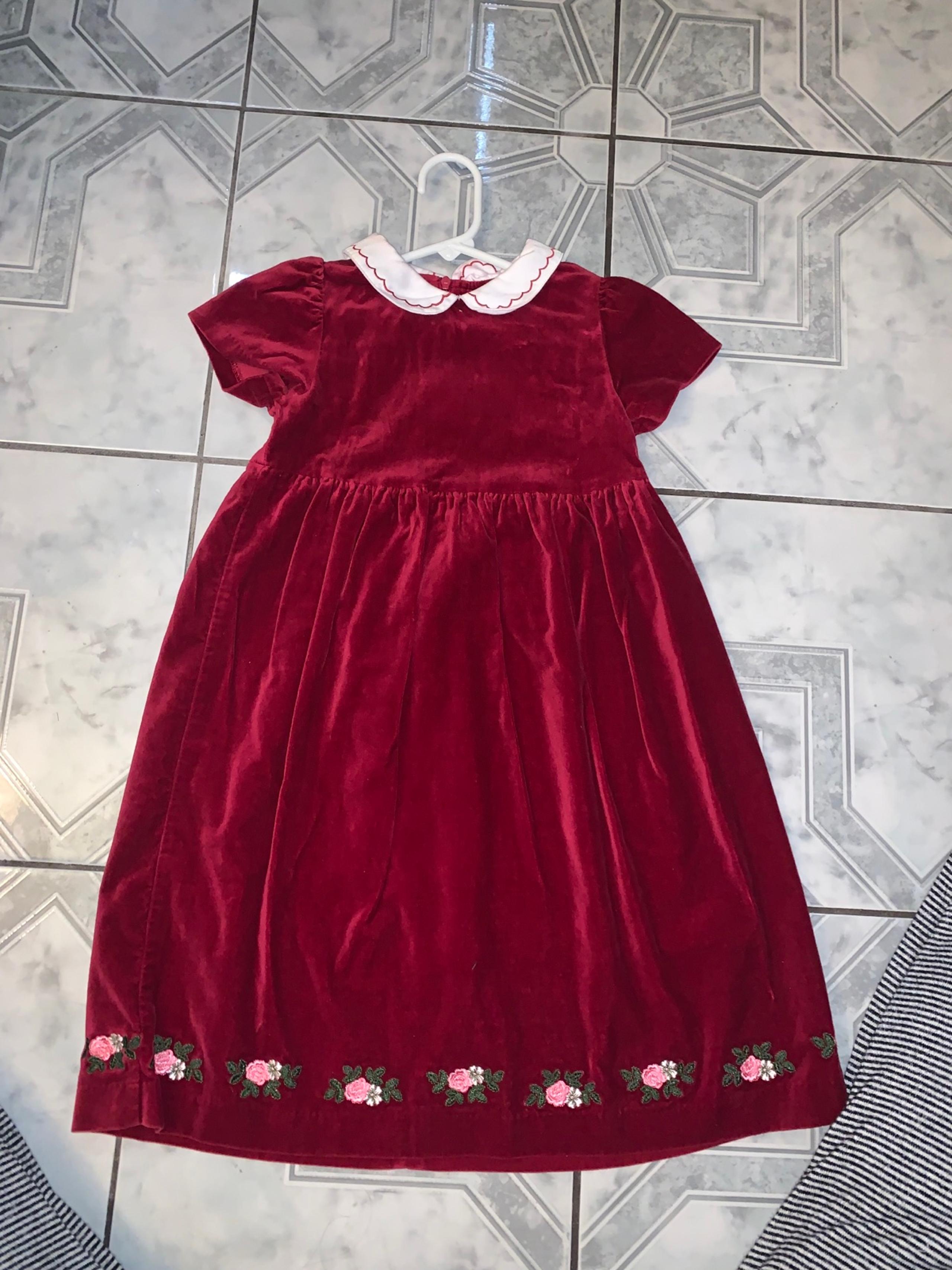 Vintage Gymboree Deep Red Dress Holiday Fancy Velveteen Large