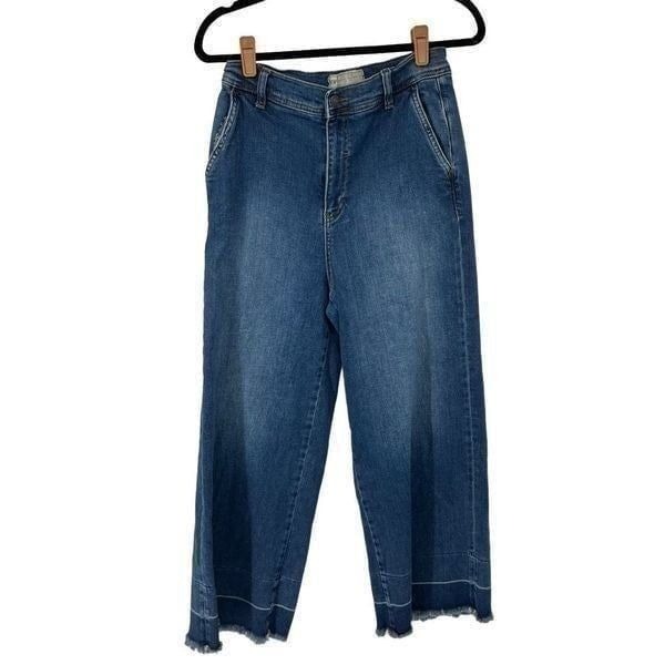 Free People Wide Leg Raw Hem Jeans
