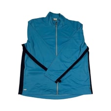 Alo Coolfit Men's Full Zip Jacket XL Long Sleeve Blue With Navy Trim Grey NWT