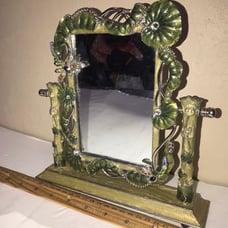Tabletop Mirror Jeweled Enameled Dragonfly