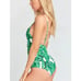 Mumu Mermaid Amalfi v-neck white green palm belted gold buckle one piece XL NWOT