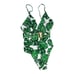 Mumu Mermaid Amalfi v-neck white green palm belted gold buckle one piece XL NWOT