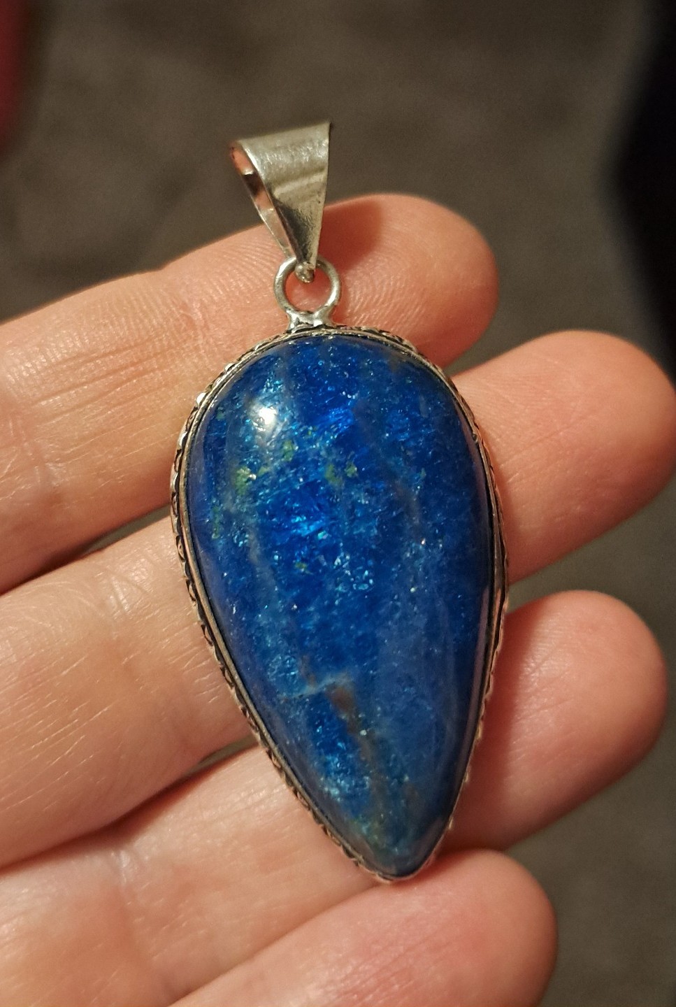 Blue Apatite pendant in silver