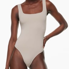 Aritzia Off-white square neck contour body suit