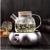 Glass Teapot with Bamboo Lid (40oz/1200ml) + Loose Leaf Tea Filter Spout