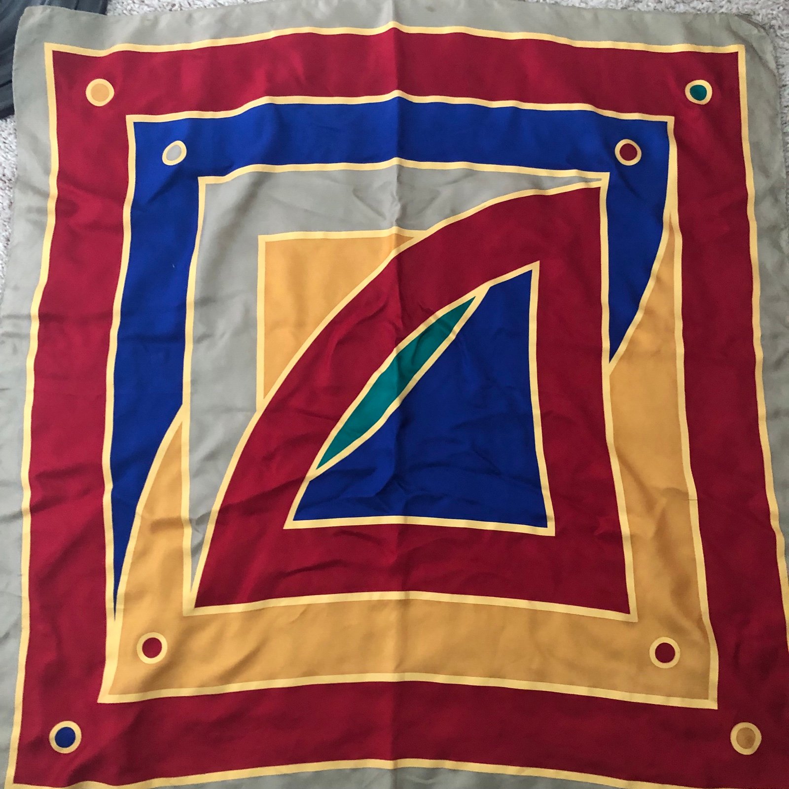 Vintage Ellen Tracy Geometric Silk Scarf
