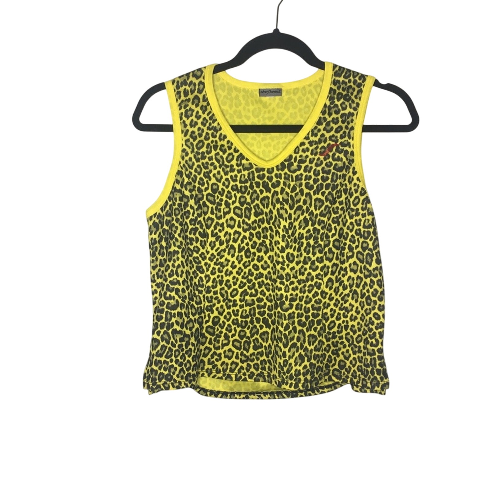 SheBeest Yellow Leopard Print Crop Top Women's Size Medium