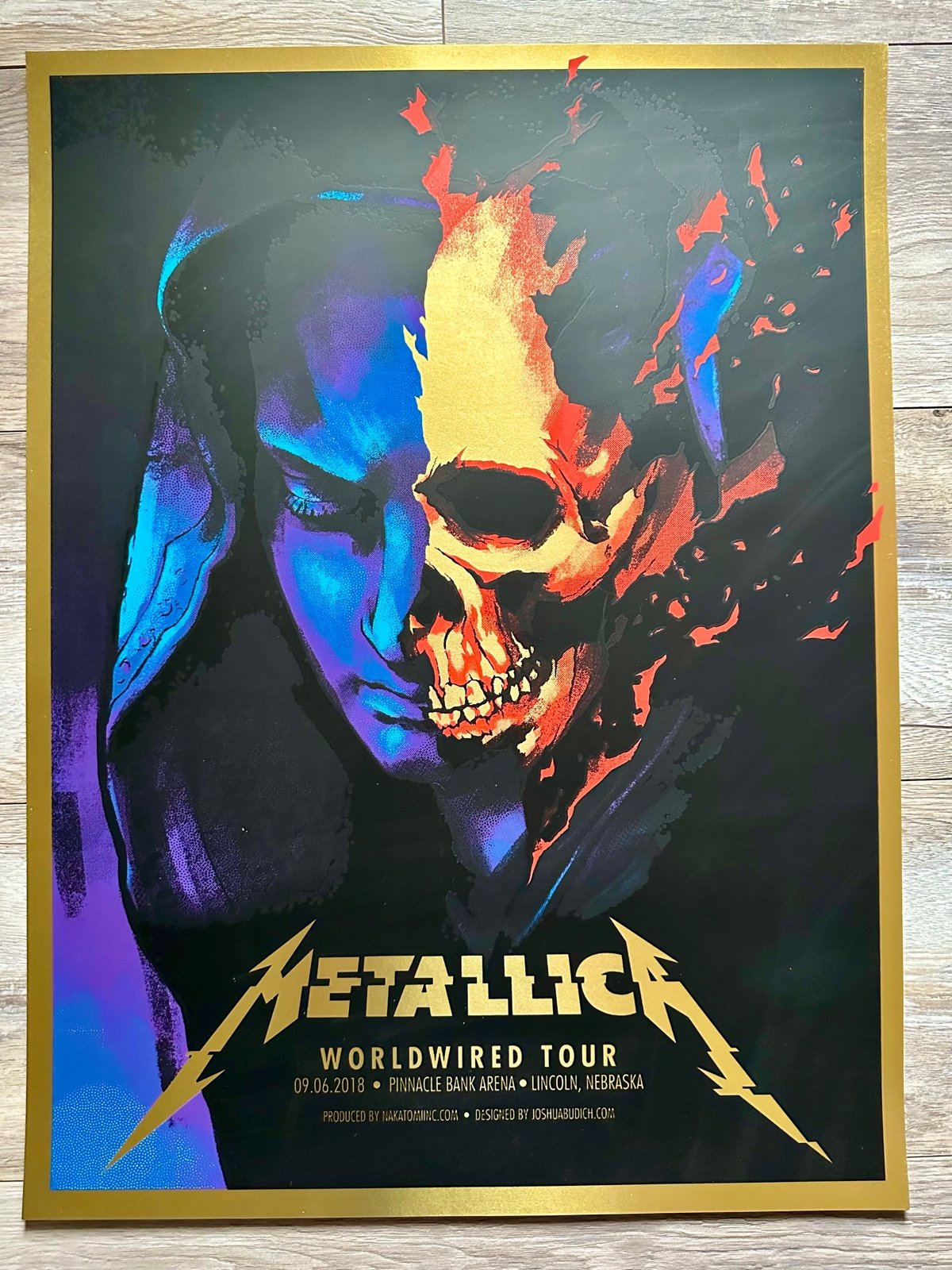 Metallica Concert AP GOLD Foil Poster 2018 Lincoln Nebraska Hardwired VIP Tour