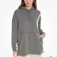 NEW Barefoot Dreams MC Fleece Luxe Lounge Anorak Sweatshirt Heather Gray XL