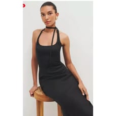 Reformation Womens Yana Linen Dress Black Midi Size 12 NWT