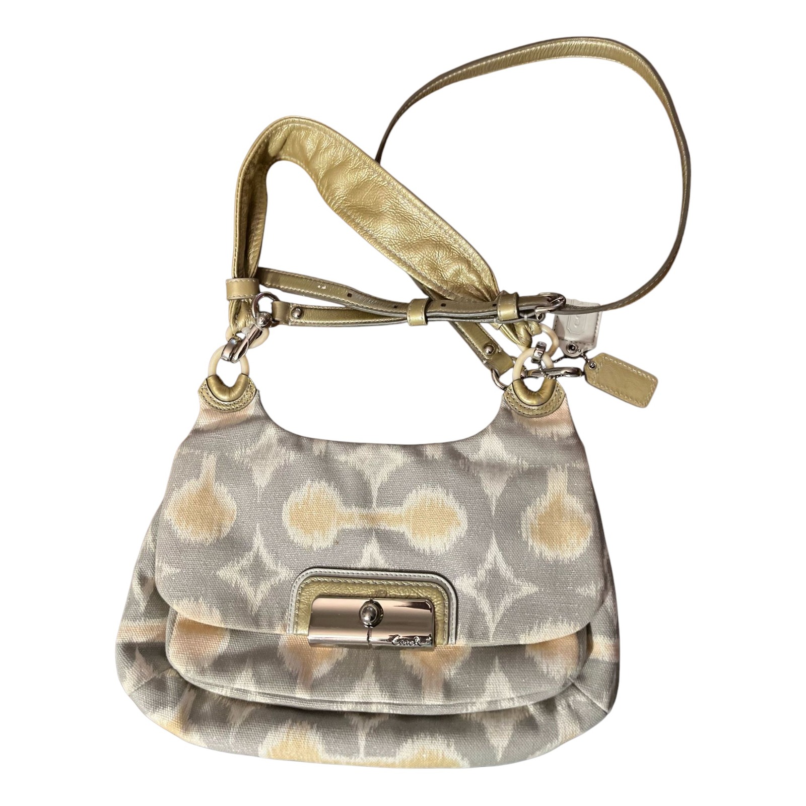 Coach Signature Op Art Mini Crossbody Shoulder Bag – Gold & Blush Accents