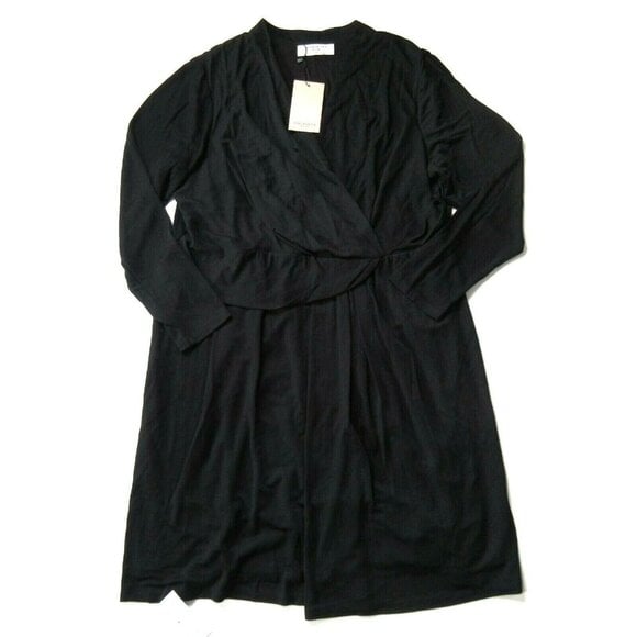 NWT MM. Lafleur Morgan in Black Knit Crepe Draped V-neck Dress +1 265