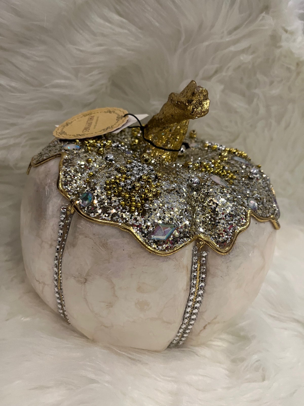 Beaded autumn pumpkin silver/ gold pumpkin thanksgiving