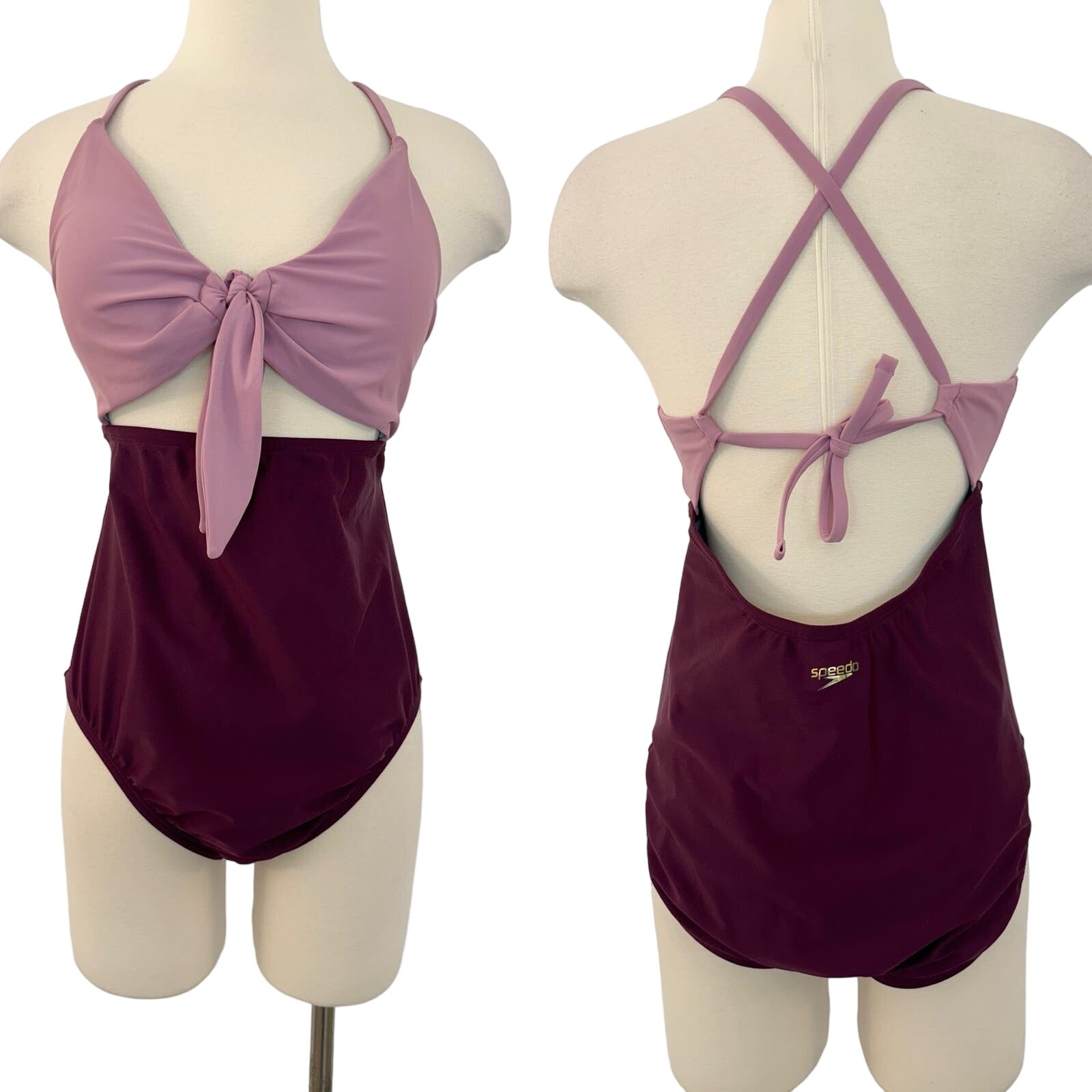 Speedo Tie Front One-Piece Swimsuit in Potent Purple | Size 14 NWT