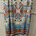 Chico’s Slinky Knit Maxi Skirt Size 2 Large Blue Brown Multi Maxine Print NEW