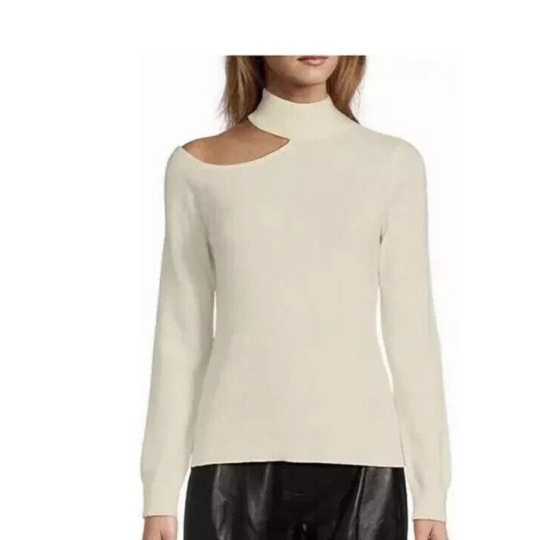 Antonio Melani Tina Cutout 100% Cashmere Sweater Ivory Size Xsmall NWT 149