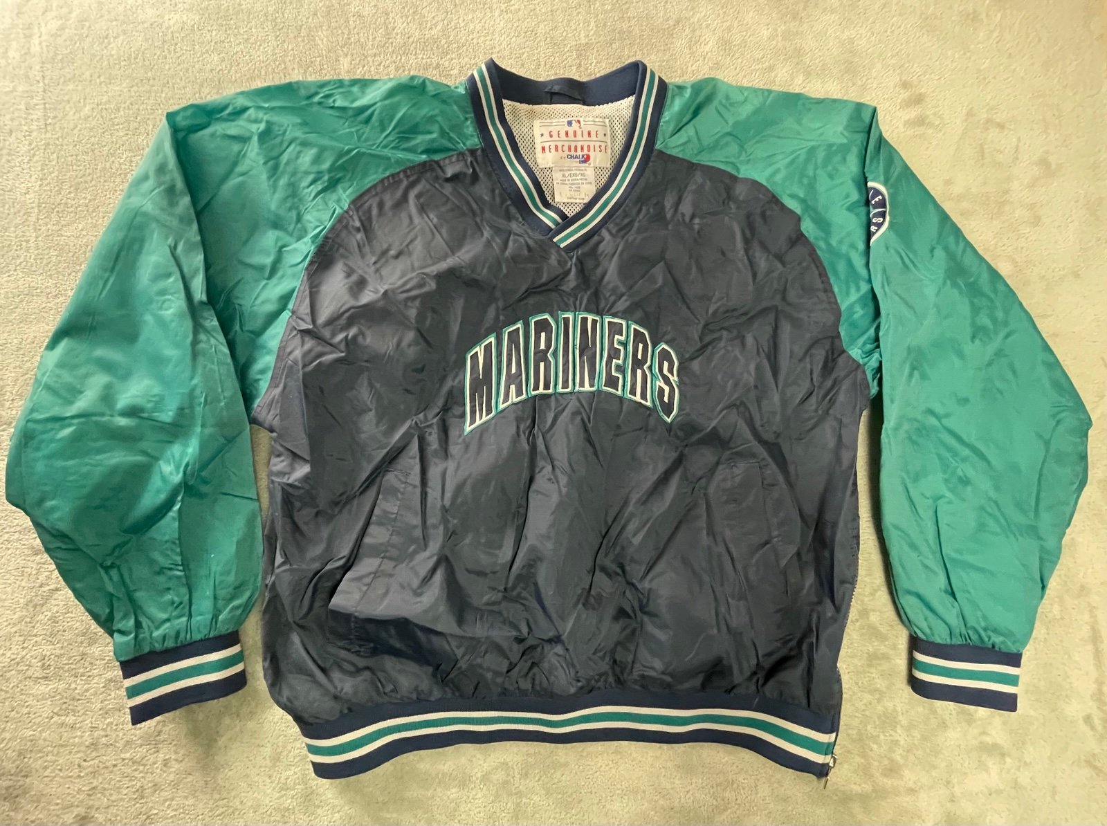 VTG MLB Chalk Line Seattle Mariners Pullover Windbreaker XL Mesh Lined Nylon