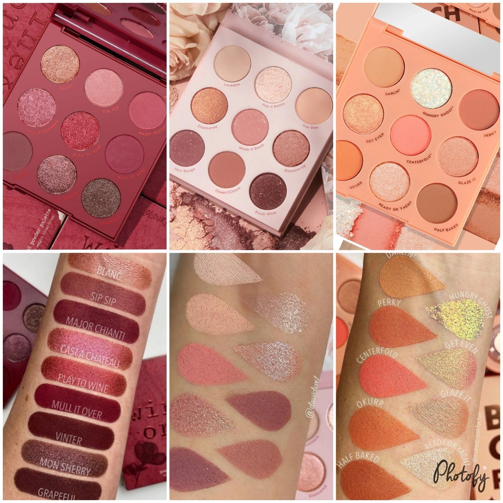 3 Colourpop Eyeshadow Palettes - Wine & Only / Baby Got Peach / Blush Crush